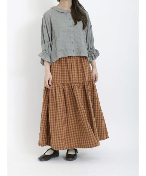 Samansa Mos2(サマンサ モスモス)の「配色ステッチティアードスカート(スカート・レディース・キナリ/オレンジ/グリーン/ブラック・F)」の12枚目の写真