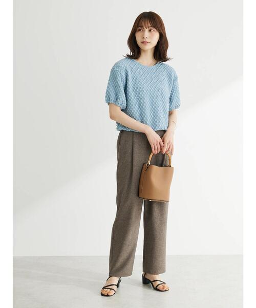 Green　Parks（グリーンパークス）の「麻調ストレートパンツ（その他パンツ・レディース・ブラック/ブルー/グレー/ブラウン・FREE）」の5枚目の写真