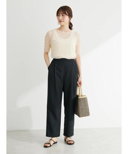 Green　Parks（グリーンパークス）の「麻調ストレートパンツ（その他パンツ・レディース・ブラック/ブルー/グレー/ブラウン・FREE）」の15枚目の写真