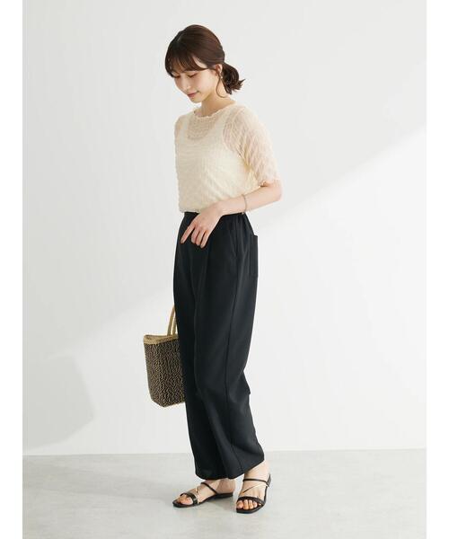 Green　Parks（グリーンパークス）の「麻調ストレートパンツ（その他パンツ・レディース・ブラック/ブルー/グレー/ブラウン・FREE）」の16枚目の写真