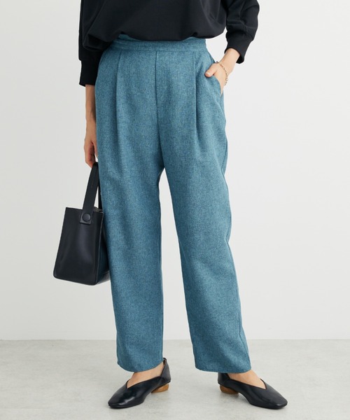 Green　Parks（グリーンパークス）の「麻調ストレートパンツ（その他パンツ・レディース・ブラック/ブルー/グレー/ブラウン・FREE）」の4枚目の写真