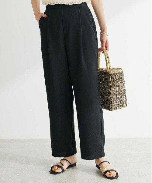 Green　Parks（グリーンパークス）の「麻調ストレートパンツ（その他パンツ・レディース・ブラック/ブルー/グレー/ブラウン・FREE）」の2枚目の写真