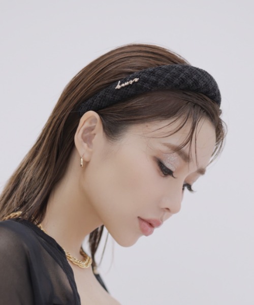 EIMY ISTOIRE(エイミーイストワール)の「eimyロゴツイードカチューシャ(カチューシャ・レディース・ピンク/ネイビー/ブラック/サックスブルー/ホワイト・FREE)」の2枚目の写真