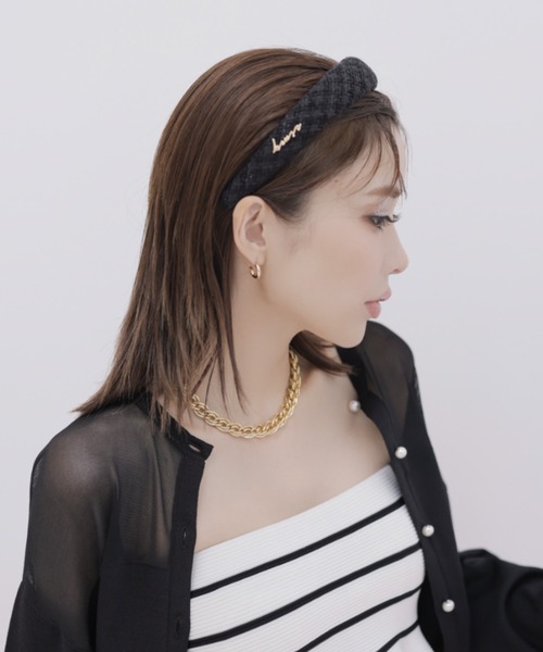 EIMY ISTOIRE(エイミーイストワール)の「eimyロゴツイードカチューシャ(カチューシャ・レディース・ピンク/ネイビー/ブラック/サックスブルー/ホワイト・FREE)」の6枚目の写真