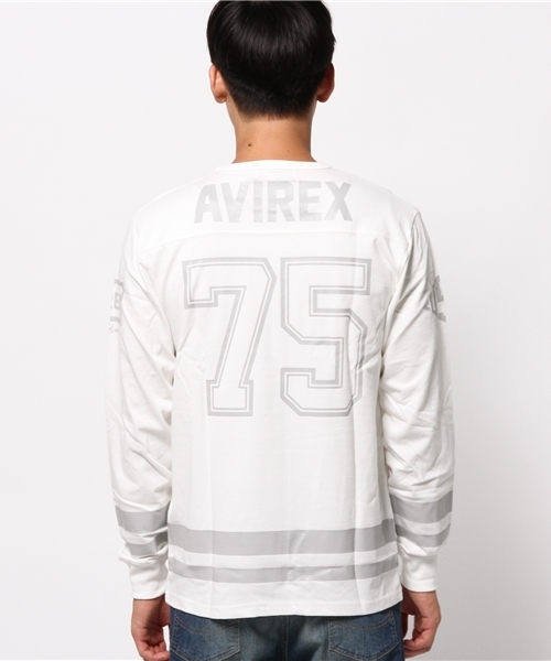 AVIREX(アヴィレックス)の「avirex/アヴィレックス/メンズ/ L/S FOOTBALL T-SHIRT/ 長袖 フットボール Tシャツ(Tシャツ/カットソー・メンズ・ブラック/ホワイト・LARGE/MEDIUM/X-LARGE/XX-LARGE)」の14枚目の写真