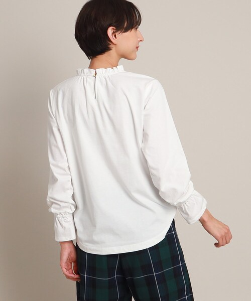Dessin(デッサン)の「【洗える】フリルネック&キャンディースリーブカットソー<XS~L>(Tシャツ/カットソー・レディース・ライトグレー/ホワイト系/ブラック・00/01/03/02)」の5枚目の写真