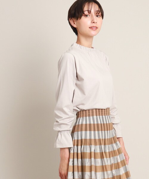 Dessin(デッサン)の「【洗える】フリルネック&キャンディースリーブカットソー<XS~L>(Tシャツ/カットソー・レディース・ライトグレー/ホワイト系/ブラック・00/01/03/02)」の12枚目の写真