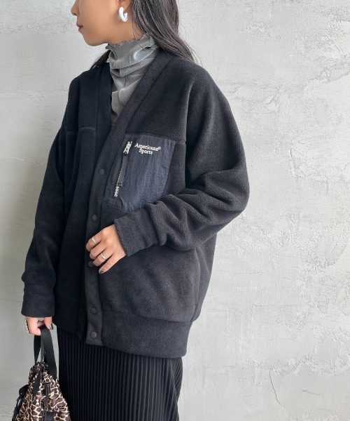AMERICANA（アメリカーナ）の「[Americana×JEANS FACTORY/アメリカーナ×ジーンズファクトリー] 別注 Vネックフリースカーディガン（その他アウター・レディース・ブラック/オリーブ/オートミール・ONE SIZE）」の15枚目の写真