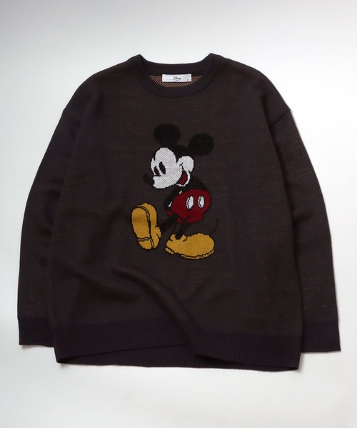 Disney（ディズニー）の「Disney（ディズニー）キャラクタージャガード編みニットセーター/ミッキーマウス・くまのプーさん（ニット/セーター・レディース・スミクロ/カーキオリーブ/ワインレッド/ベージュ・L/M）」の2枚目の写真