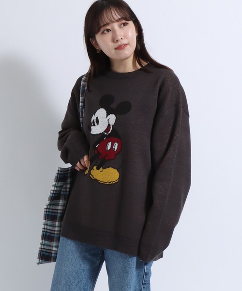 セール】Disney（ディズニー）キャラクタージャガード編みニット