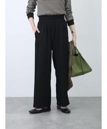 Samansa Mos2 blue | ハイウエストゴムパンツ(その他パンツ)