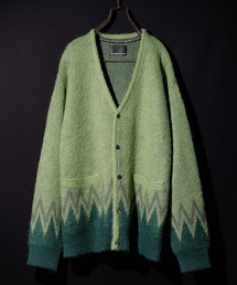 ZIGZAG JACQUARD MOHAIR KNIT CARDIGAN / ジオメトリック ジグザグ ジャガード モヘヤ ニット カーディガン