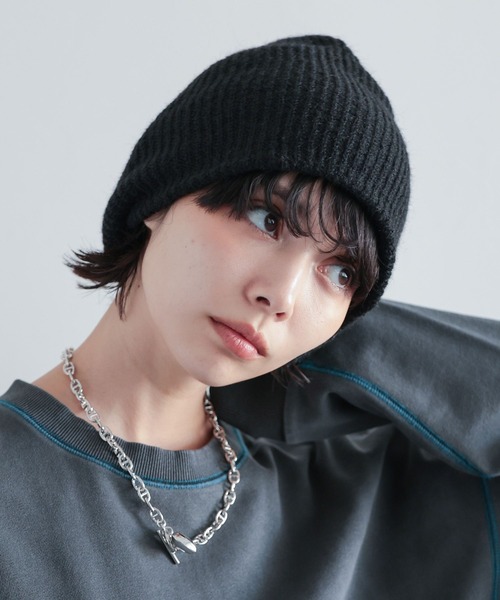 PAGEBOY(ページボーイ)の「ニットビーニー(ニットキャップ/ビーニー・レディース・パープル/ブラック/チャコールグレー・FREE)」の5枚目の写真