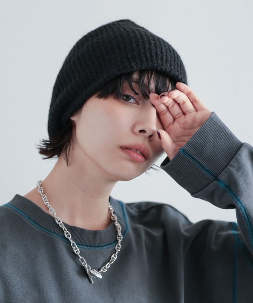 PAGEBOY(ページボーイ)の「ニットビーニー(ニットキャップ/ビーニー・レディース・パープル/ブラック/チャコールグレー・FREE)」の6枚目の写真