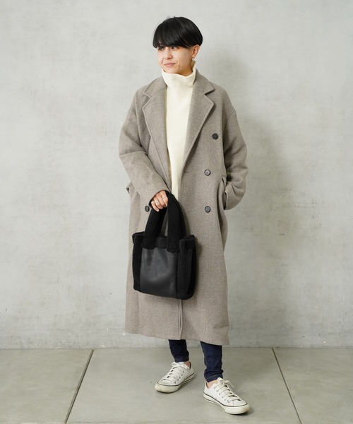 Actually（アクチュアリー）の「フェイクムートン×ボア  リバーシブルトート（トートバッグ・レディース・カーキ/ブラック/アイボリー/ベージュ・フリー）」の18枚目の写真