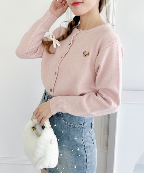 Loueme（ルエム）の「ワンポイントくま刺繍カーディガン（カーディガン/ボレロ・レディース・ピンク/アイボリー/グレー/ブラック/ライトブルー・FREE）」の22枚目の写真