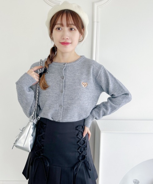 レオナール 絹 シルク ボレロ カーディガン ショート丈 刺繍ロゴ 袖フリル M レオナール 絹 シルク ボレロ カーディガン ショート丈 刺繍ロゴ