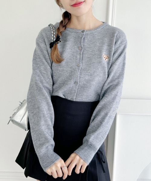 Loueme（ルエム）の「ワンポイントくま刺繍カーディガン（カーディガン/ボレロ・レディース・ピンク/アイボリー/グレー/ブラック/ライトブルー・FREE）」の15枚目の写真