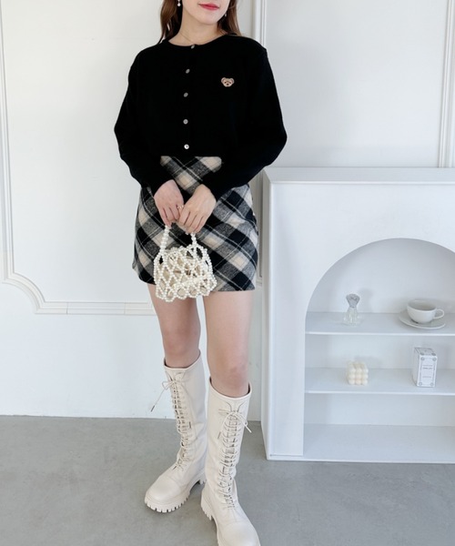 セール】ワンポイントくま刺繍カーディガン（カーディガン/ボレロ