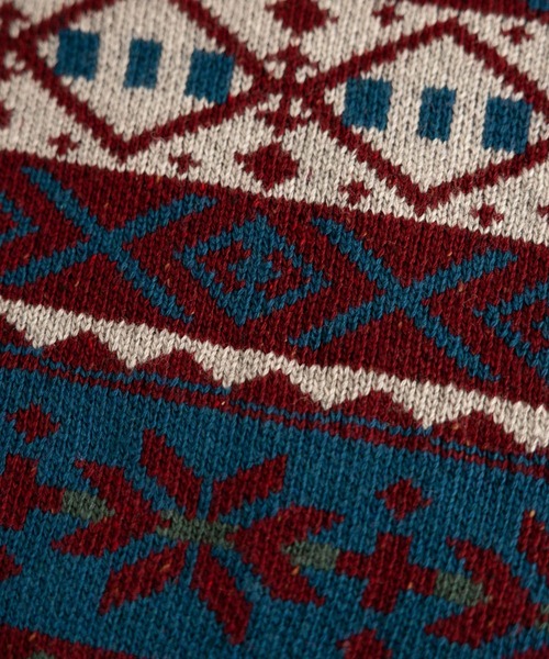 RAGEBLUE（レイジブルー）の「【green mountain threadworks】ノルディック柄/クルーネックルーズニット（ニット/セーター・メンズ・レッド/ホワイト・LARGE/MEDIUM）」の5枚目の写真