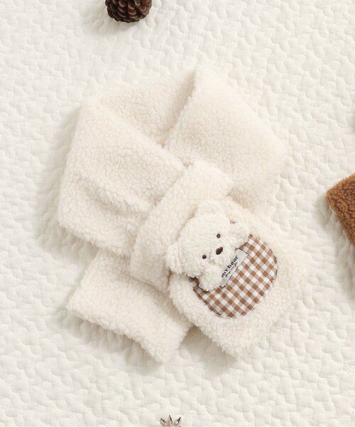 apres les cours(アプレレクール)の「tiny bearマフラー(マフラー・キッズ・アイボリー/ブラウン・95/120)」の2枚目の写真