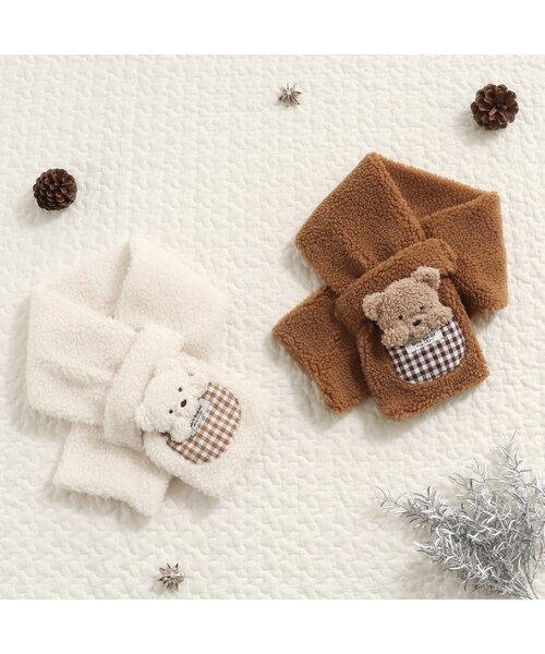 apres les cours(アプレレクール)の「tiny bearマフラー(マフラー・キッズ・アイボリー/ブラウン・95/120)」の3枚目の写真