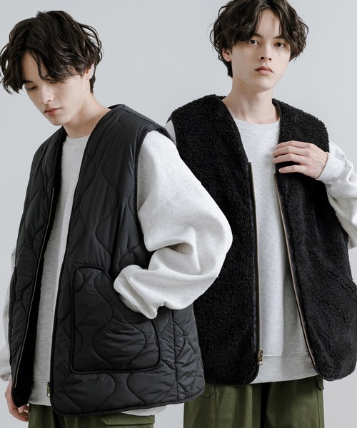 Yoshi　希少 2WAY ボアフリース/キルティング リバーシブルベスト Yoshi 希少 2WAY ボアフリース/キルティング リバーシブルベスト Yoshi