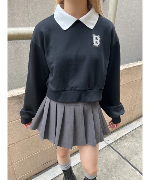 PHILLY(フィリー)の「【PHILLY】イニシャル襟付スウェット(スウェット・レディース・グリーン/ブラック/ベージュ/ネイビー・FREE)」の13枚目の写真