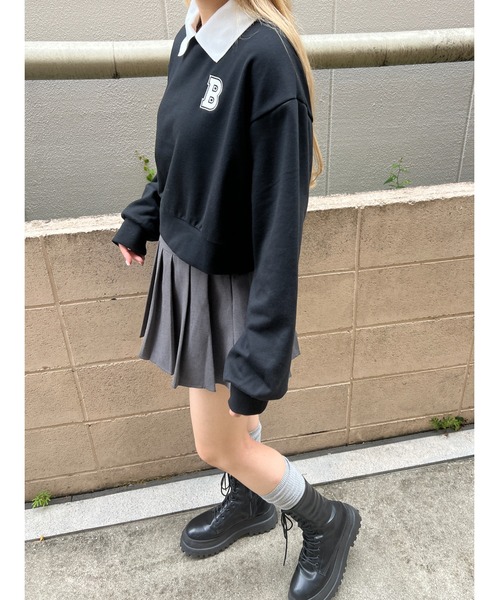 PHILLY(フィリー)の「【PHILLY】イニシャル襟付スウェット(スウェット・レディース・グリーン/ブラック/ベージュ/ネイビー・FREE)」の16枚目の写真