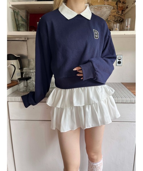 PHILLY(フィリー)の「【PHILLY】イニシャル襟付スウェット(スウェット・レディース・グリーン/ブラック/ベージュ/ネイビー・FREE)」の17枚目の写真