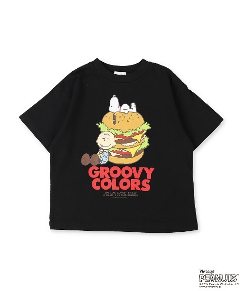 GROOVY COLORS(グルービーカラーズ)の「SNOOPY HUMBURGER Tシャツ(Tシャツ/カットソー・キッズ・グリーン/ブラック・120/110/90)」の3枚目の写真