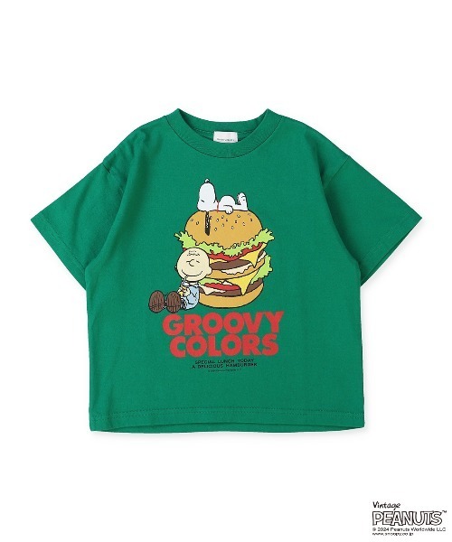 GROOVY COLORS(グルービーカラーズ)の「SNOOPY HUMBURGER Tシャツ(Tシャツ/カットソー・キッズ・グリーン/ブラック・120/110/90)」の5枚目の写真