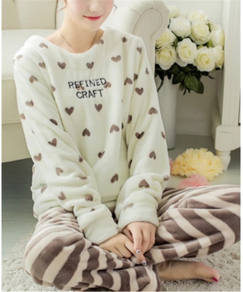 おしゃれスタ（オシャレスタ）の「モコモコキュートルームウエアセット（ルームウェア/パジャマ・レディース・グレー/ブラウン・L/M/XL/XXL）」の2枚目の写真