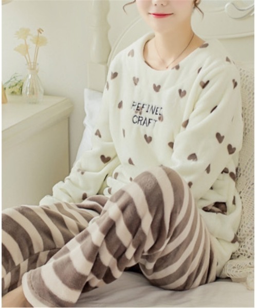 おしゃれスタ（オシャレスタ）の「モコモコキュートルームウエアセット（ルームウェア/パジャマ・レディース・グレー/ブラウン・L/M/XL/XXL）」の8枚目の写真