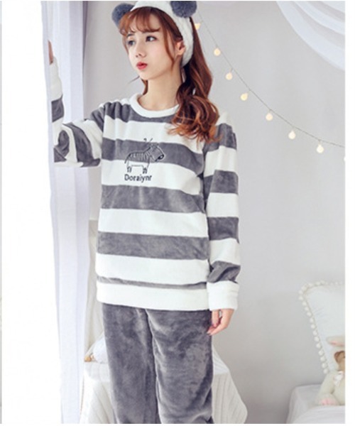 おしゃれスタ（オシャレスタ）の「モコモコキュートルームウエアセット（ルームウェア/パジャマ・レディース・グレー/ブラウン・L/M/XL/XXL）」の5枚目の写真