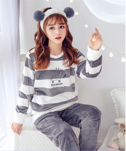 おしゃれスタ（オシャレスタ）の「モコモコキュートルームウエアセット（ルームウェア/パジャマ・レディース・グレー/ブラウン・L/M/XL/XXL）」の4枚目の写真