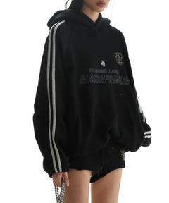 オーバーサイズ ラグラン サイドライン ダメージ加工 ZIP