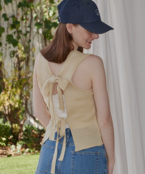 idem(イデム)の「bag ribbon knit vest/バックリボンニットベスト(ベスト・レディース・ネイビー/グレー/ナチュラル・FREE)」の22枚目の写真
