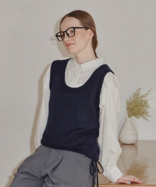 idem（イデム）の「bag ribbon knit vest/バックリボンニットベスト