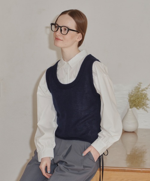 idem（イデム）の「bag ribbon knit vest/バックリボンニットベスト（ベスト・レディース・ネイビー/グレー/ナチュラル・FREE）」の5枚目の写真