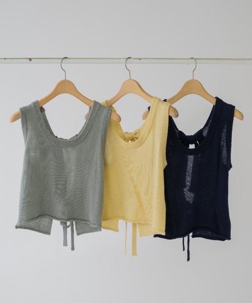 idem（イデム）の「bag ribbon knit vest/バックリボンニットベスト（ベスト・レディース・ネイビー/グレー/ナチュラル・FREE）」の8枚目の写真