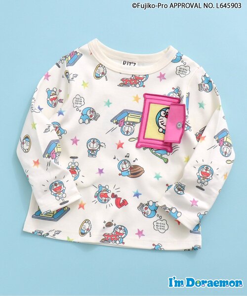 BIT'Z(ビッツ)の「I'm Doraemon 総柄長袖Tシャツ(Tシャツ/カットソー・キッズ・キナリ/グレー・80/90/95/100/110/120)」の2枚目の写真