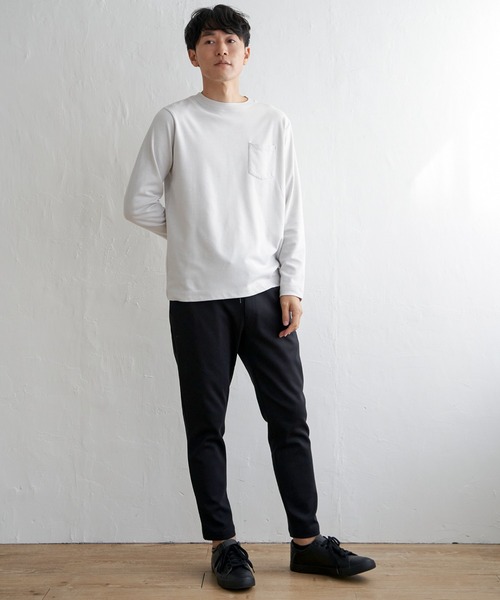 ikka（イッカ）の「ライトダンボールダブルフェイスロンT（Tシャツ/カットソー・メンズ・ミント/ホワイト/ネイビー/ベージュ・L/M/S/XL）」の5枚目の写真