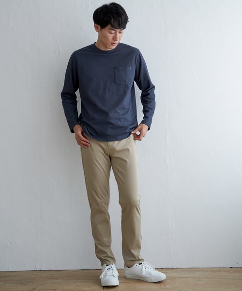 ikka（イッカ）の「ライトダンボールダブルフェイスロンT（Tシャツ/カットソー・メンズ・ミント/ホワイト/ネイビー/ベージュ・L/M/S/XL）」の13枚目の写真