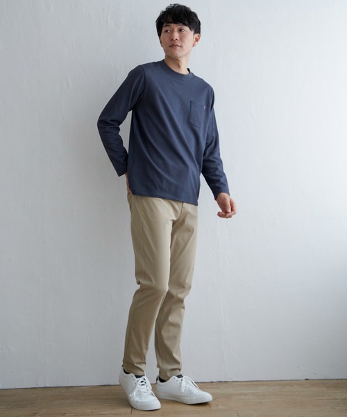 ikka（イッカ）の「ライトダンボールダブルフェイスロンT（Tシャツ/カットソー・メンズ・ミント/ホワイト/ネイビー/ベージュ・L/M/S/XL）」の11枚目の写真