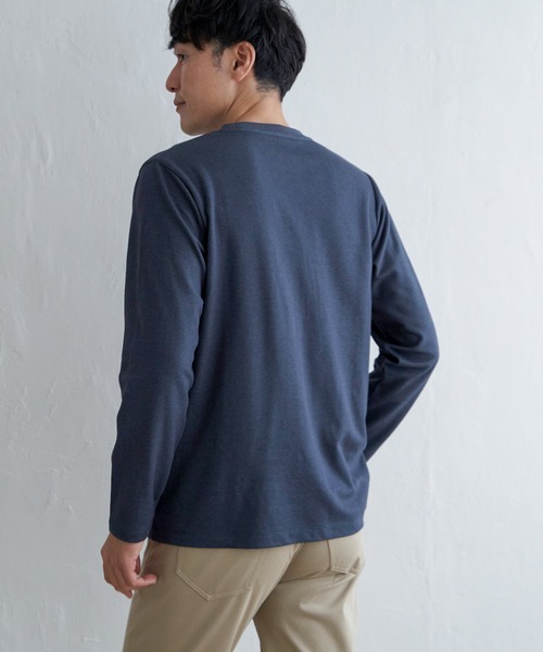 ikka（イッカ）の「ライトダンボールダブルフェイスロンT（Tシャツ/カットソー・メンズ・ミント/ホワイト/ネイビー/ベージュ・L/M/S/XL）」の6枚目の写真