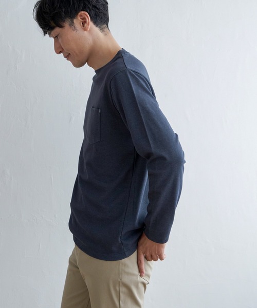 ikka（イッカ）の「ライトダンボールダブルフェイスロンT（Tシャツ/カットソー・メンズ・ミント/ホワイト/ネイビー/ベージュ・L/M/S/XL）」の10枚目の写真