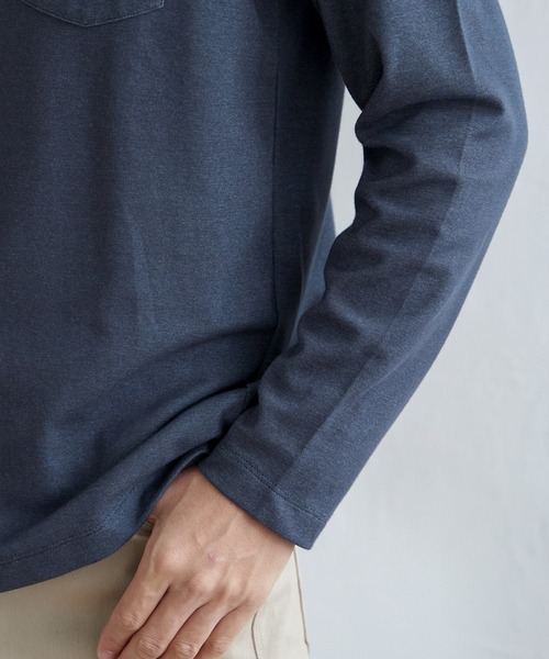 ikka（イッカ）の「ライトダンボールダブルフェイスロンT（Tシャツ/カットソー・メンズ・ミント/ホワイト/ネイビー/ベージュ・L/M/S/XL）」の8枚目の写真