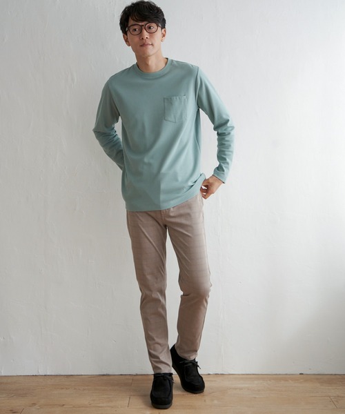 ikka（イッカ）の「ライトダンボールダブルフェイスロンT（Tシャツ/カットソー・メンズ・ミント/ホワイト/ネイビー/ベージュ・L/M/S/XL）」の18枚目の写真