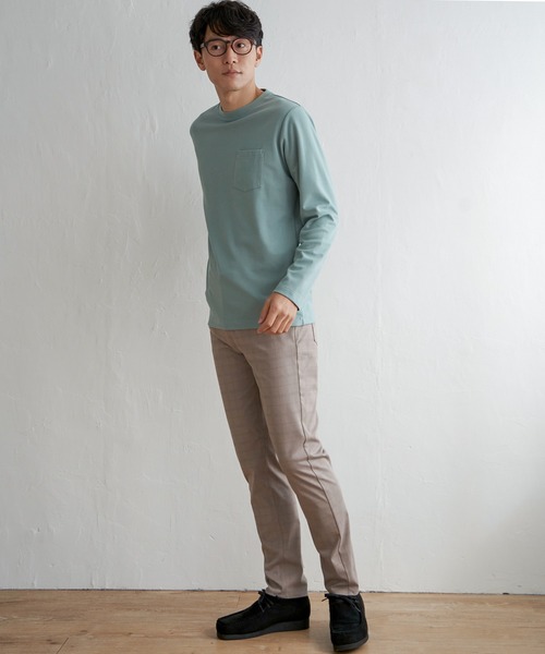 ikka（イッカ）の「ライトダンボールダブルフェイスロンT（Tシャツ/カットソー・メンズ・ミント/ホワイト/ネイビー/ベージュ・L/M/S/XL）」の7枚目の写真